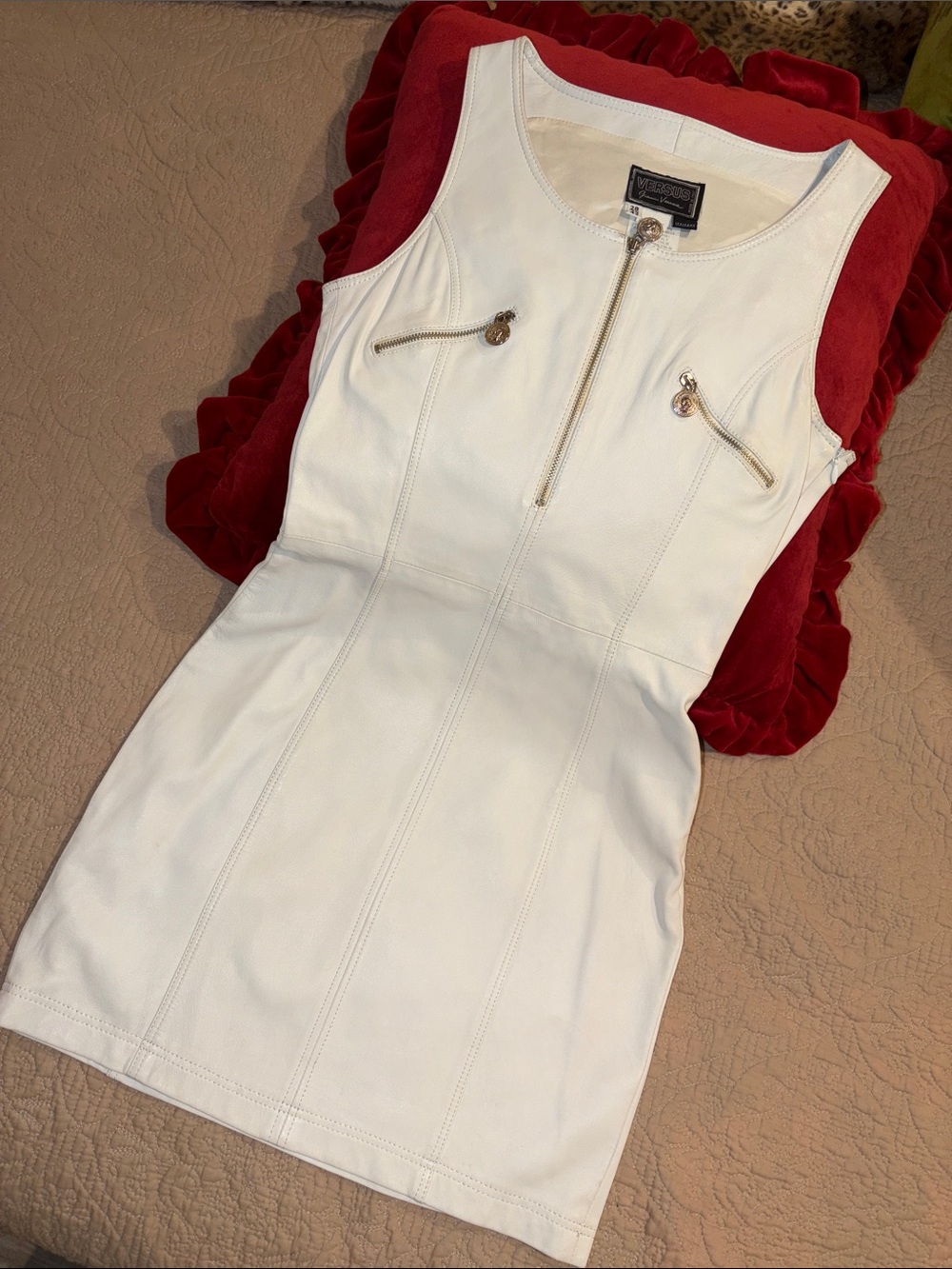 VERSACE Versus 90’s  Leather Sleeveless Zip-Front Mini Dress